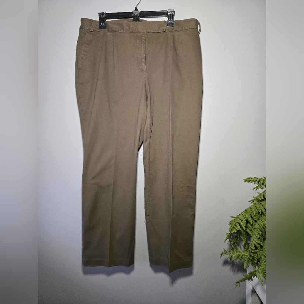 Talbots Heritage‎ Boot Cut Pants Plus Size 18W Olive Stretch Cotton